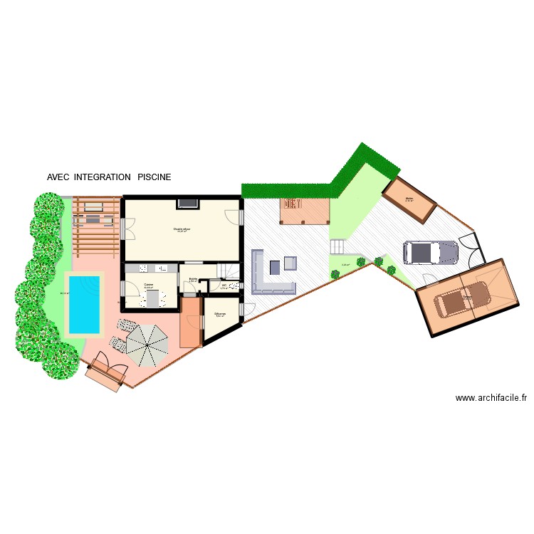PETRY AVEC PISCINE. Plan de 23 pièces et 283 m2