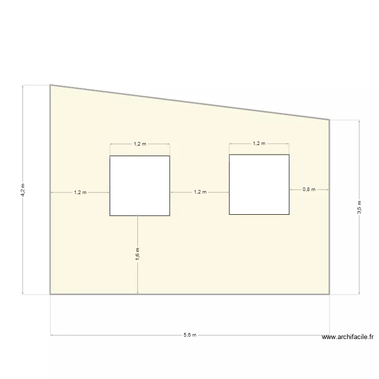 Vue de droite Pool House. Plan de 1  et 21 m²
