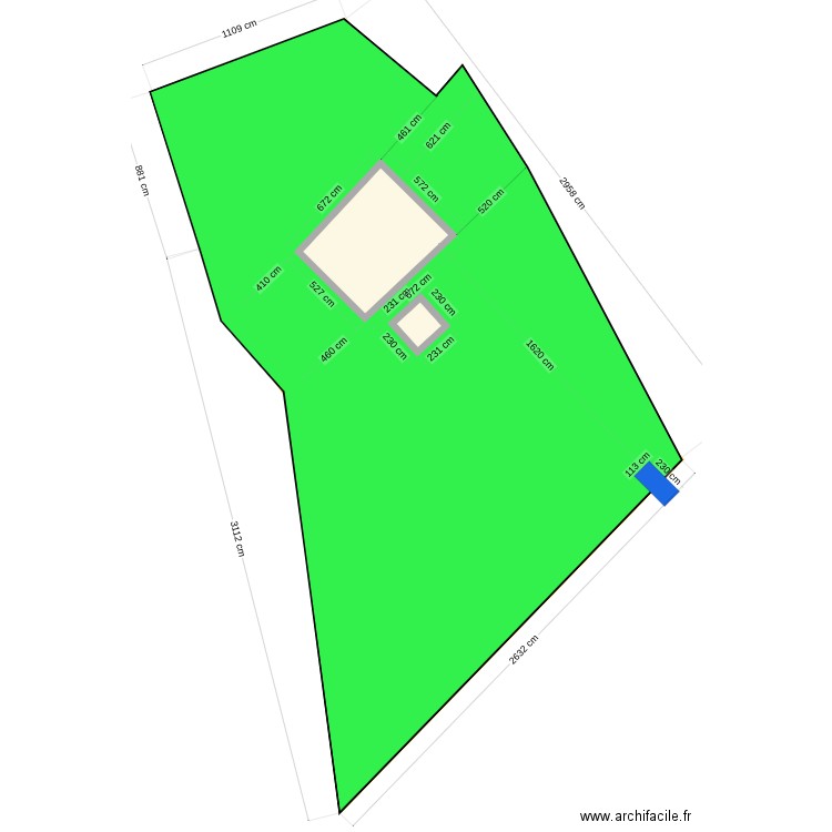 Cadastre maison Gérard Faugéres 1. Plan de 2 pièces et 34 m2