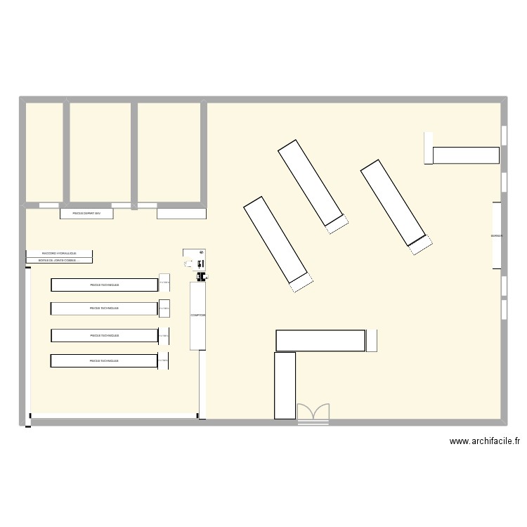 MAGASIN. Plan de 3 pièces et 289 m2