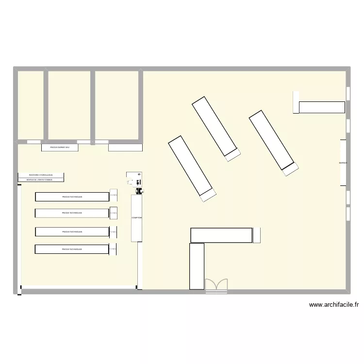 MAGASIN. Plan de 3 pièces et 289 m²