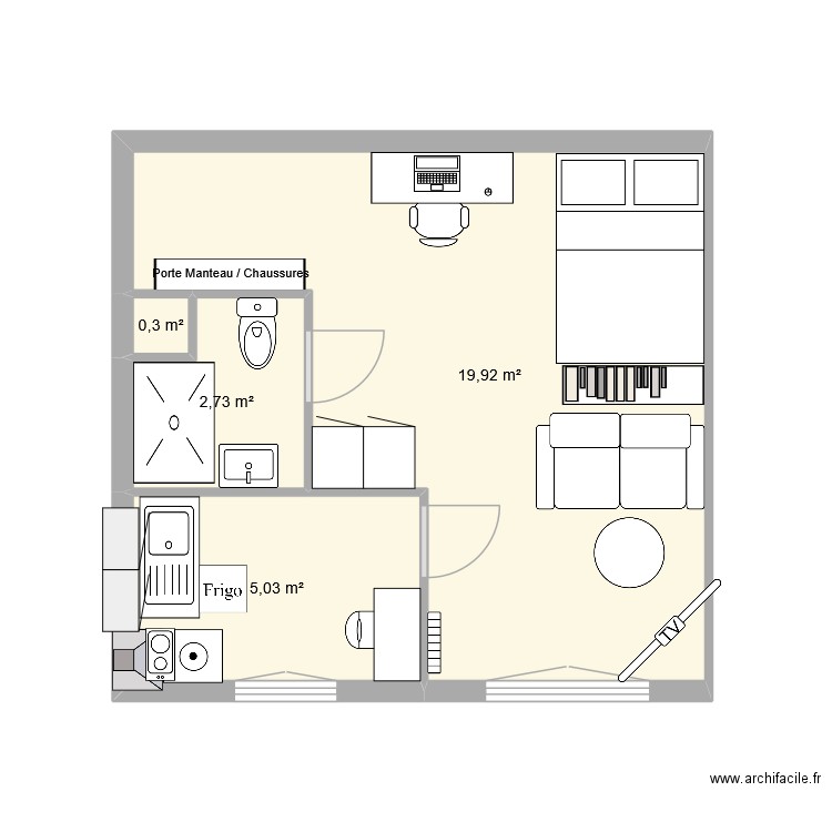 EVRY9 IENA V2. Plan de 4 pièces et 28 m2