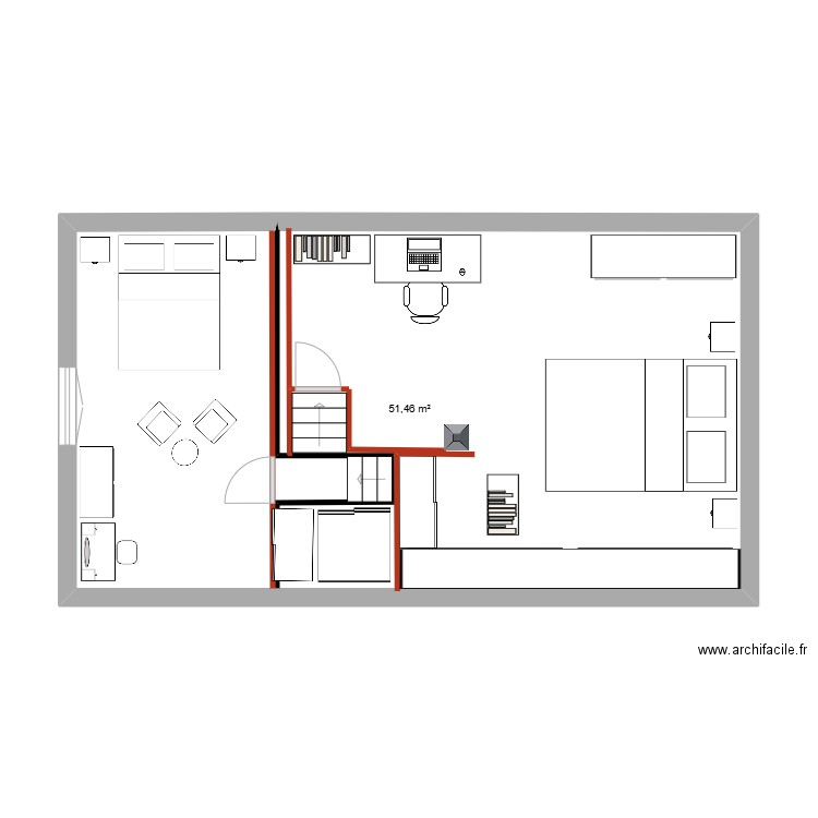GOULON. Plan de 1 pièce et 51 m2