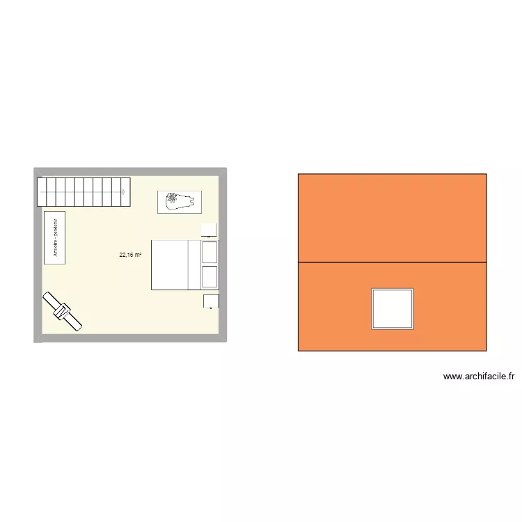 etage bboulon. Plan de 1  et 22 m²