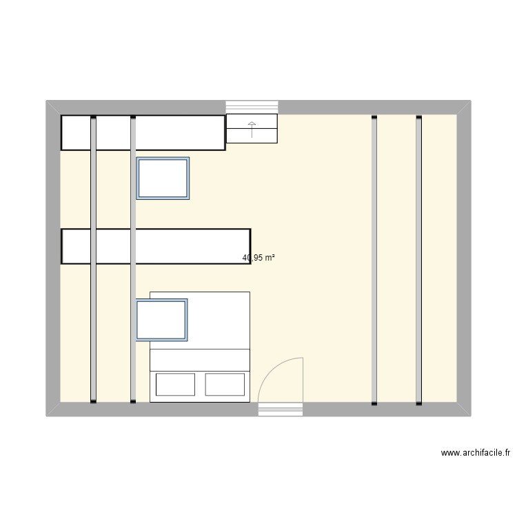 chambre rblt. Plan de 1 pièce et 41 m2