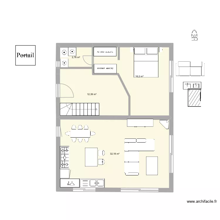 Loft. Plan de 4 et 64 m² Loft. Plan de 4 et 64 m²