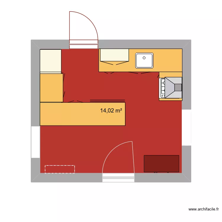 CUISINE. Plan de 1 et 14 m² CUISINE. Plan de 1 et 14 m²