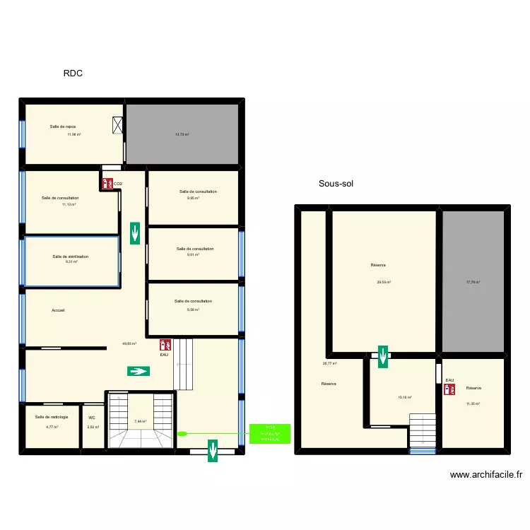 Cabinet dentaire. Plan de 