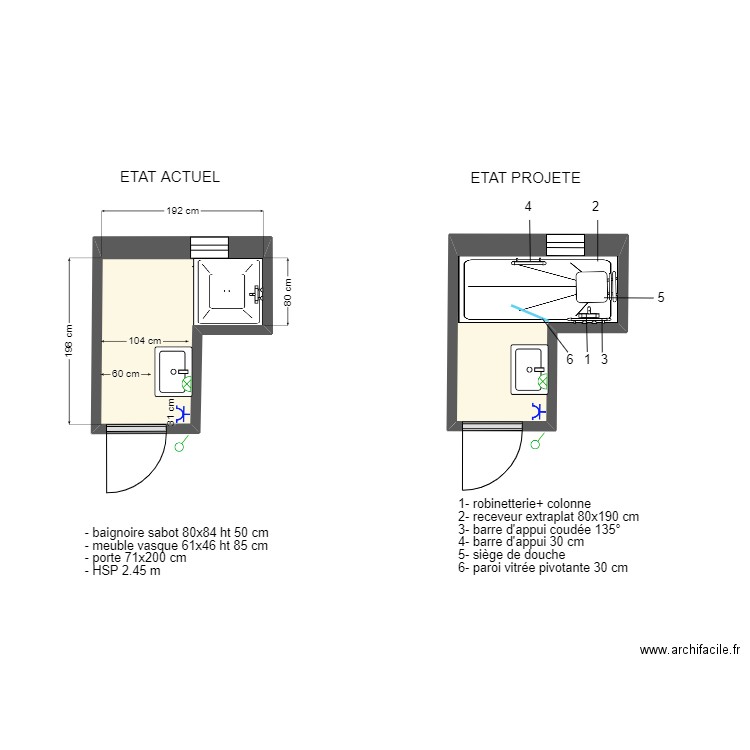 ADAPT OVINI. Plan de 2 pièces et 6 m2