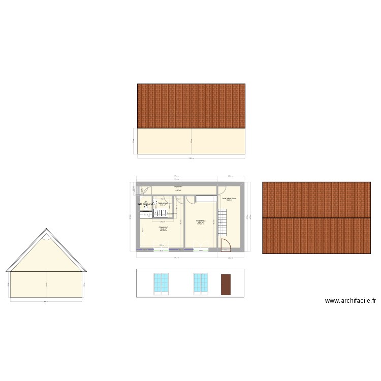 Rivarennes 151c. Plan de 6 pièces et 56 m2