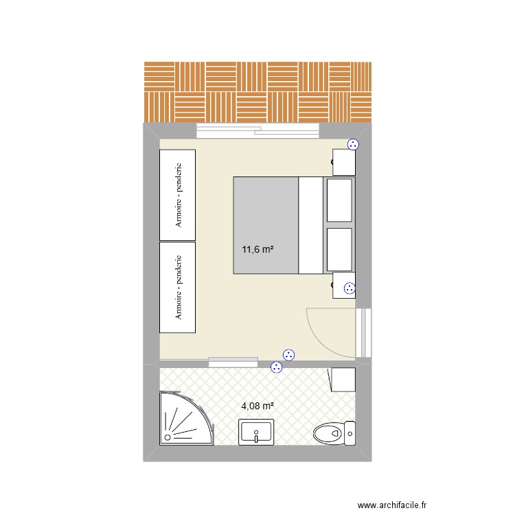 garage / chambre. Plan de 2 pièces et 16 m2