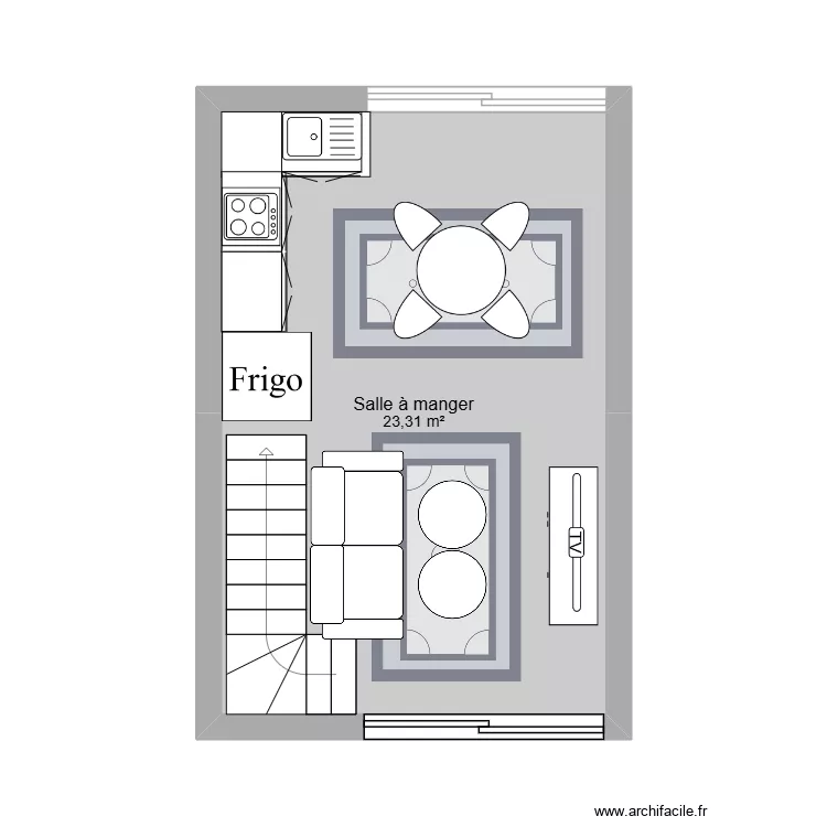 agrandissement. Plan de 1  et 23 m²