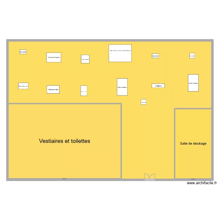 salle de musculation. Plan de 5 pièces et 501 m²