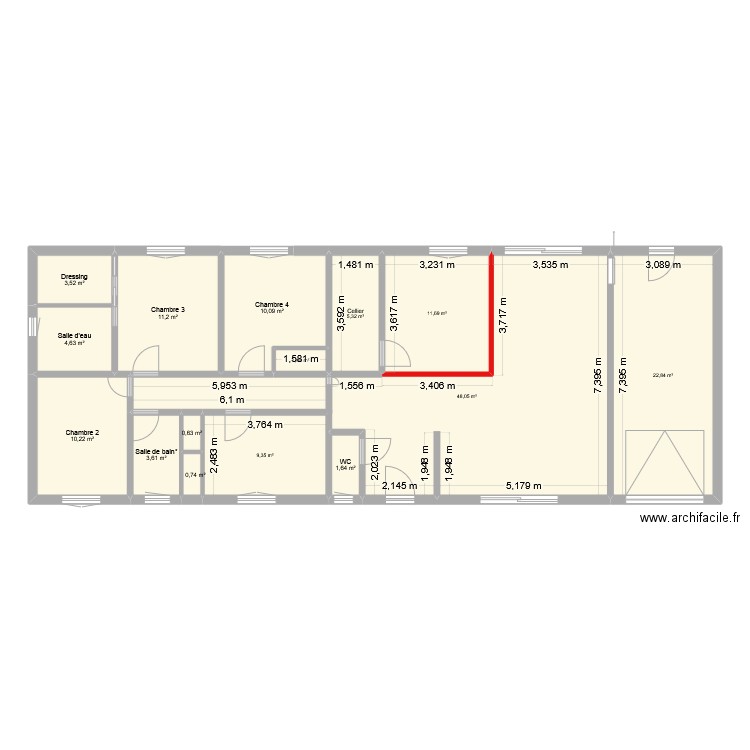 primavera modifié. Plan de 15 pièces et 145 m2