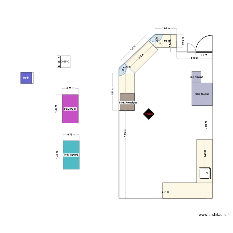labo 503. Plan de 1 pièce et 33 m2