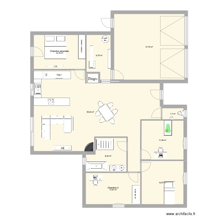 plan 1. Plan de 9 pièces et 155 m2