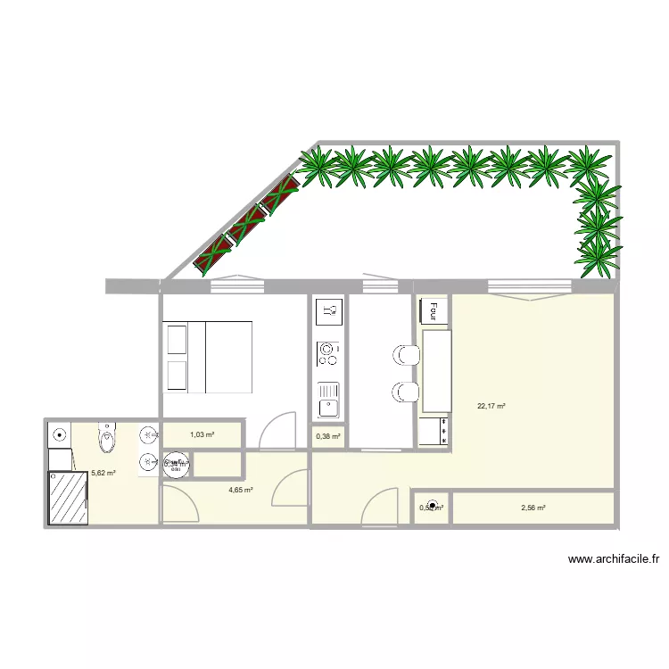 agathe. Plan de 8  et 37 m²