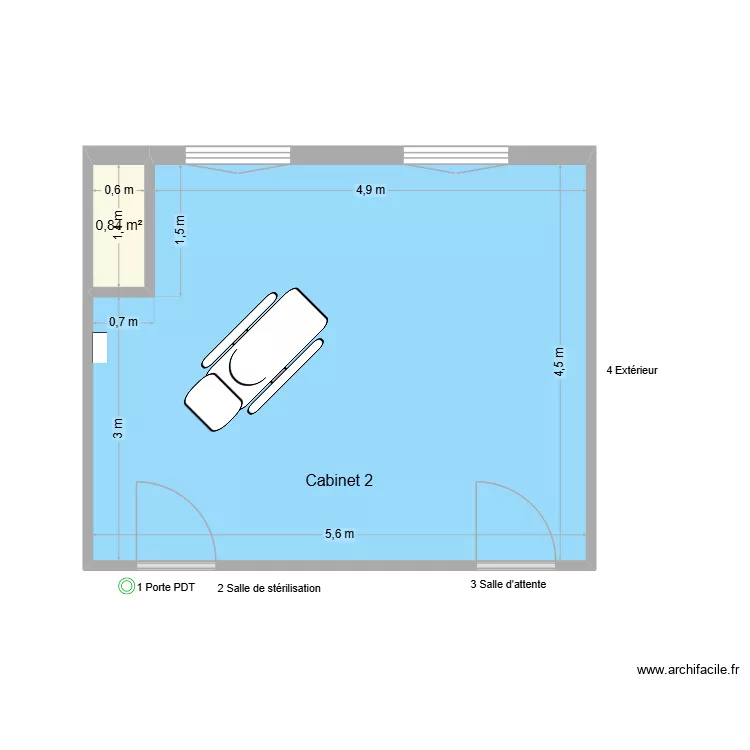 30894 Cabinet 2. Plan de 2 pièces et 25 m²