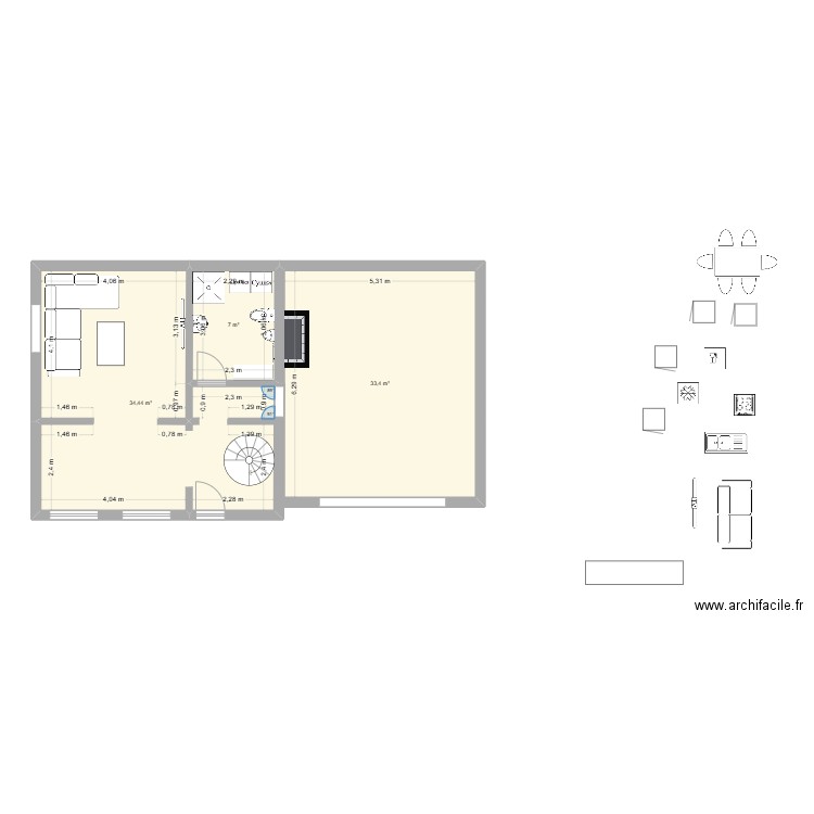 Наварія_2. Plan de 3 pièces et 75 m2