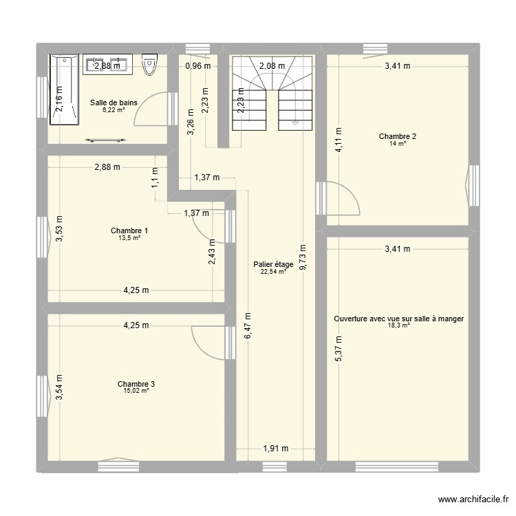 &eacute;tage. Plan de 0 pièce et 0 m2