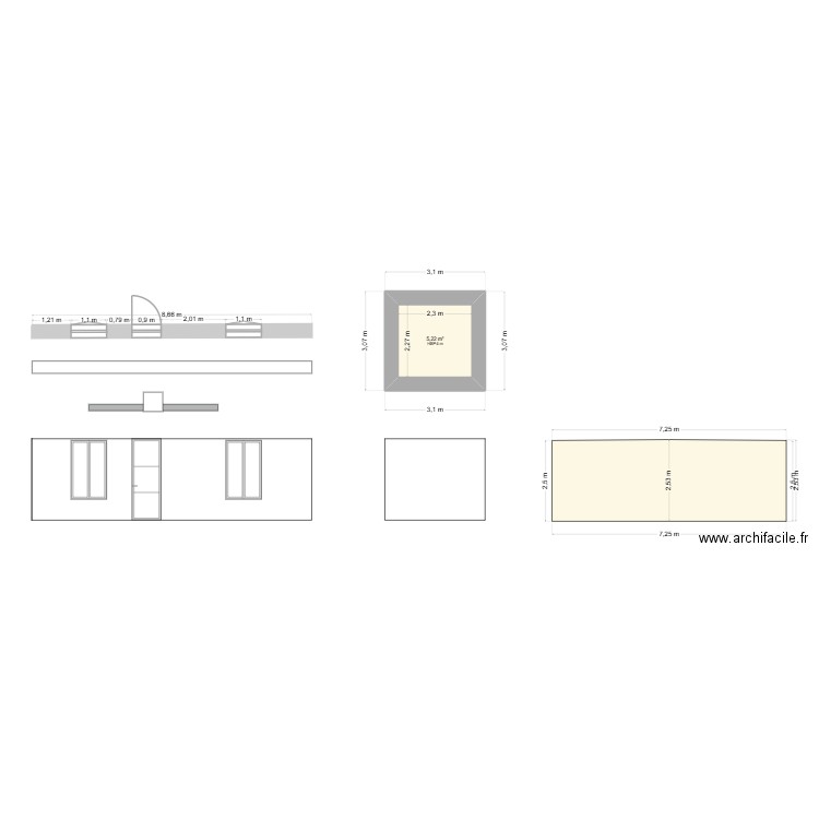 Brouillon. Plan de 1 pièce et 5 m2