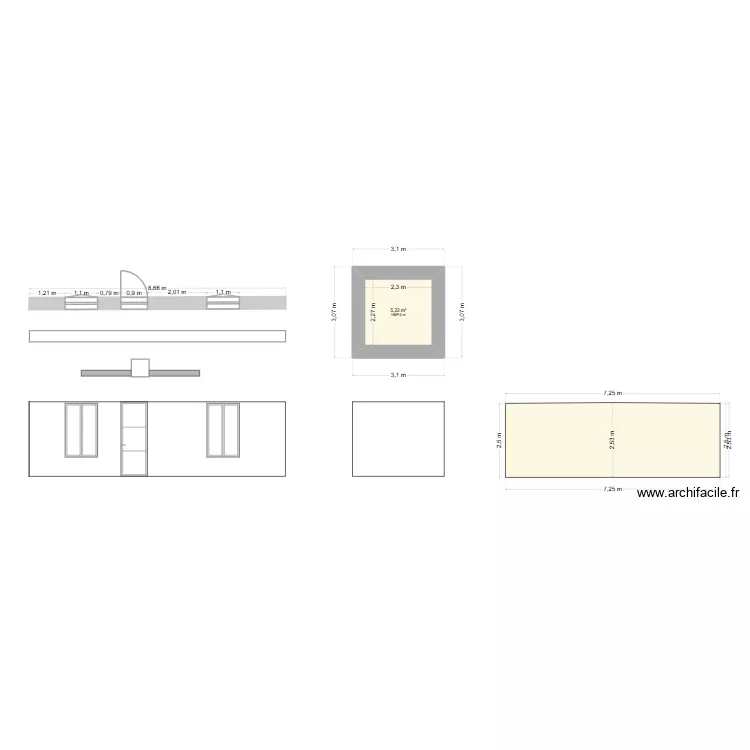 Brouillon. Plan de 1 pièce et 5 m²