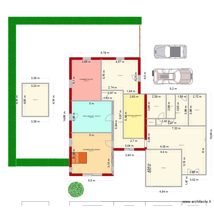 RDC PLEIN PIED. Plan de 14 pièces et 200 m2