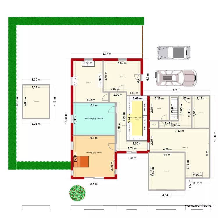 RDC PLEIN PIED. Plan de 14 pièces et 200 m²