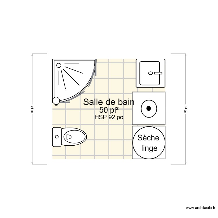 Salle de bain. Plan de 1 pièce et 5 m2