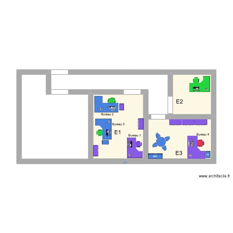 Etage 2. Plan de 4 pièces et 26 m2