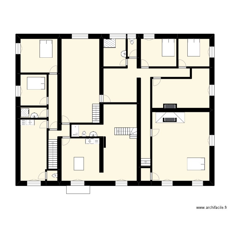 plan étage auberge 1. Plan de 14 pièces et 73 m2