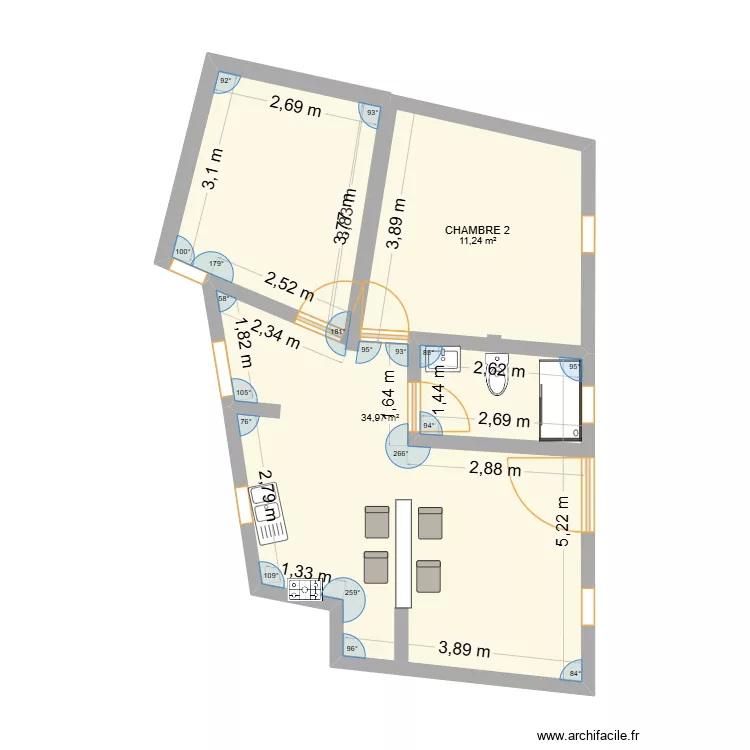 PLAN3. Plan de 2  et 46 m²