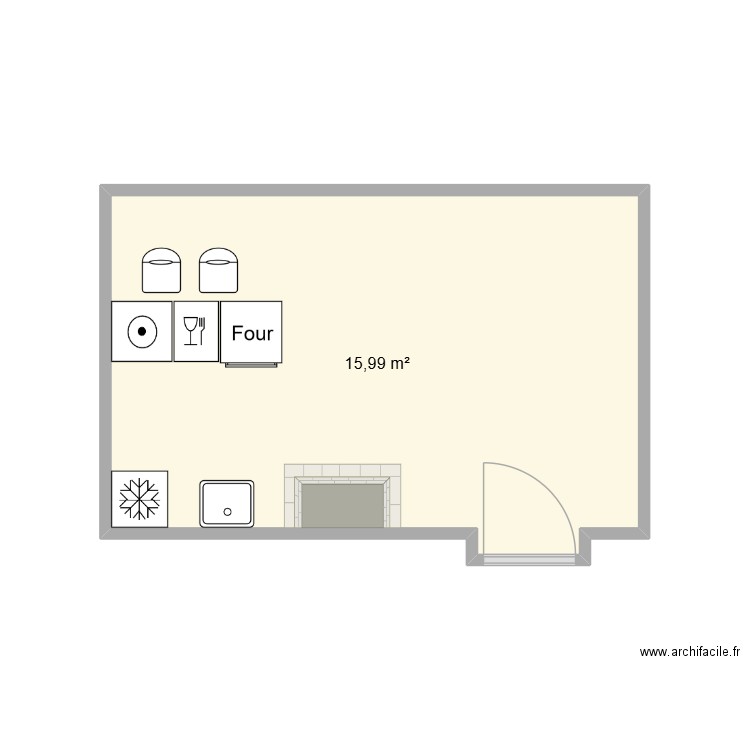Cuisine Camille LIAN. Plan de 1 pièce et 16 m2