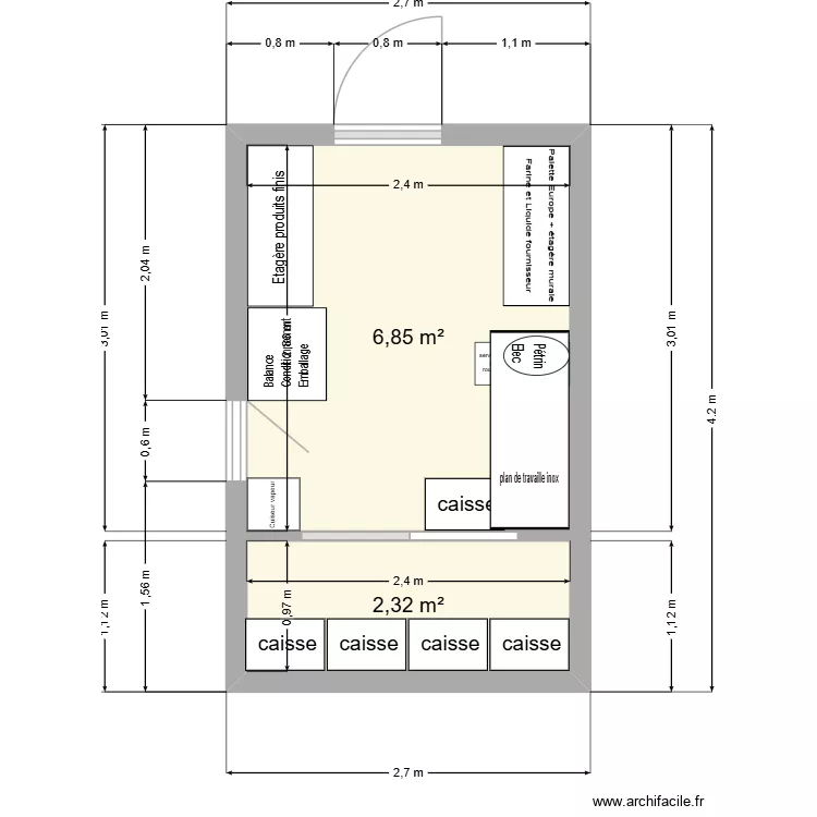 Local Bouillette. Plan de 2 Pièces et 9 m² Local Bouillette. Plan de 2 Pièces et 9 m²