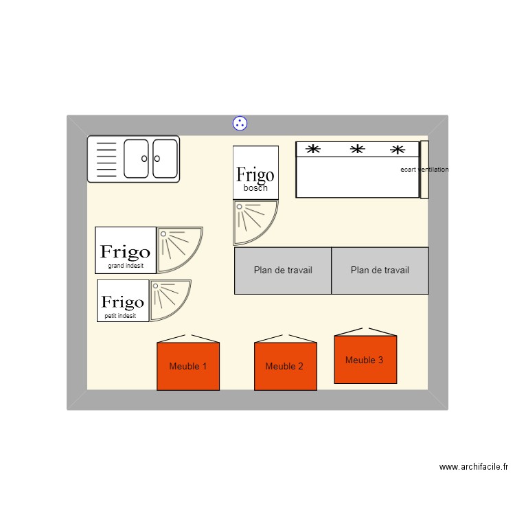 cuisine O Point Commun. Plan de 1 pièce et 15 m2