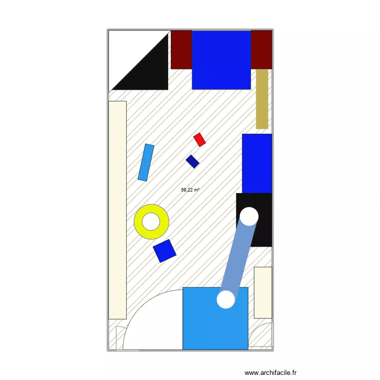 D6 plan salle. Plan de 1 et 59 m² D6 plan salle. Plan de 1 et 59 m²