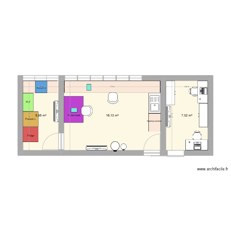 Flavorist lab. Plan de 3 pièces et 29 m2
