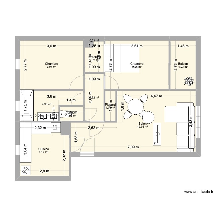 FUTUR APPARTEMENT. Plan de 13 pièces et 64 m2