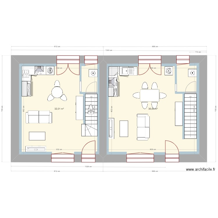 location maguy 03. Plan de 2 pièces et 69 m2