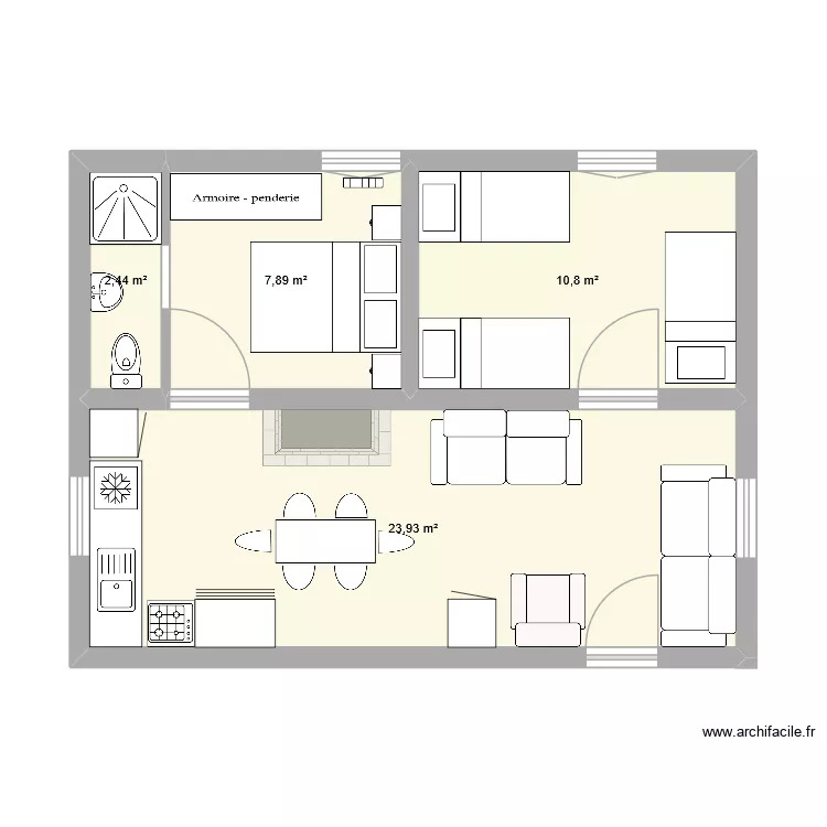 PLANAY. Plan de 4  et 45 m²