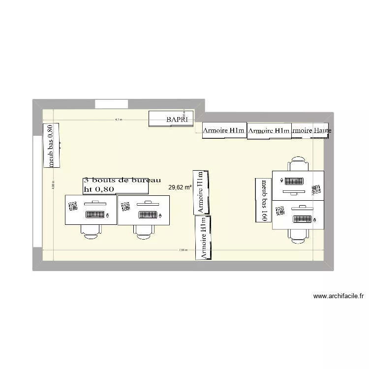 BRC Voltaire. Plan de 1  et 30 m²