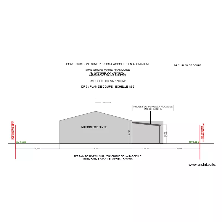 DP 3 GRUAU. Plan de 