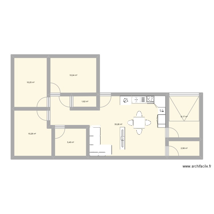 idrk. Plan de 8 pièces et 82 m2