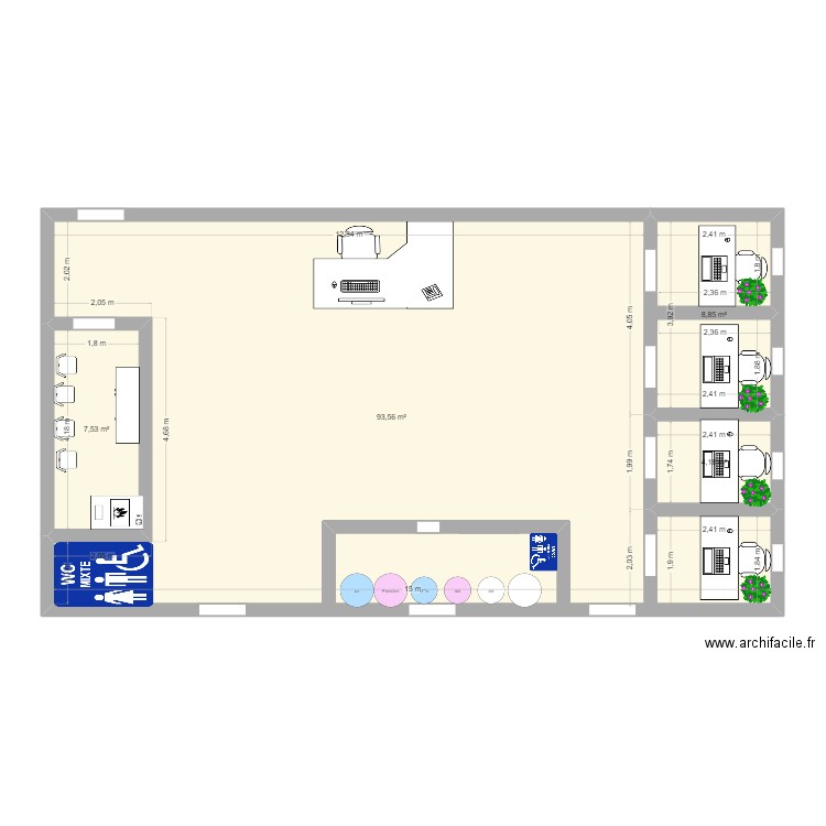 Realisation d\'un plan en suivant des chages. Plan de 4 pièces et 114 m2