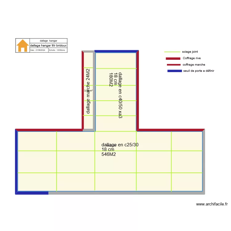 hangar agricole bridoux . Plan de 