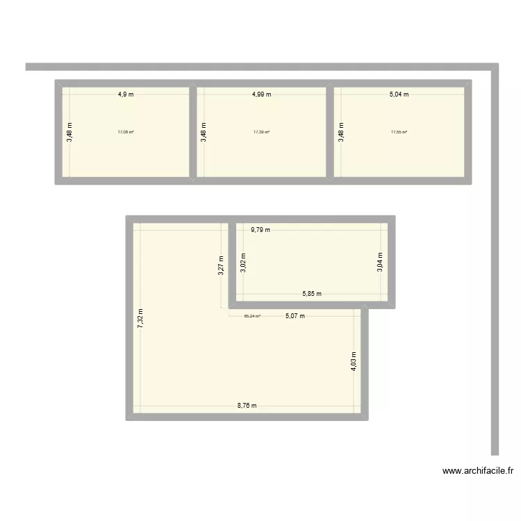 OUEDO. Plan de 4 pièces et 117 m²