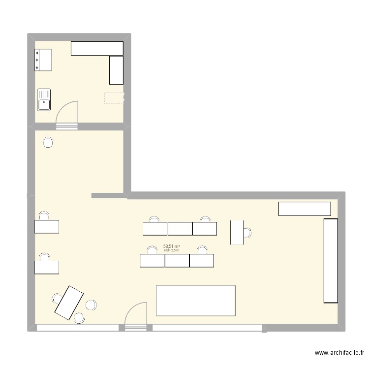 Atelier madras. Plan de 2 pièces et 68 m2