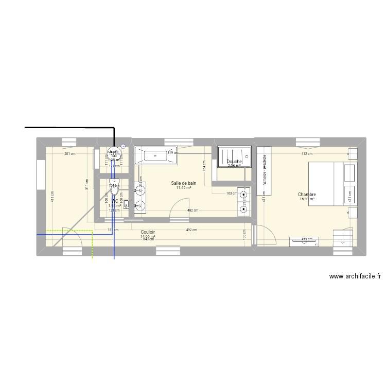 Agrandissement Grange 🐑. Plan de 6 pièces et 48 m2