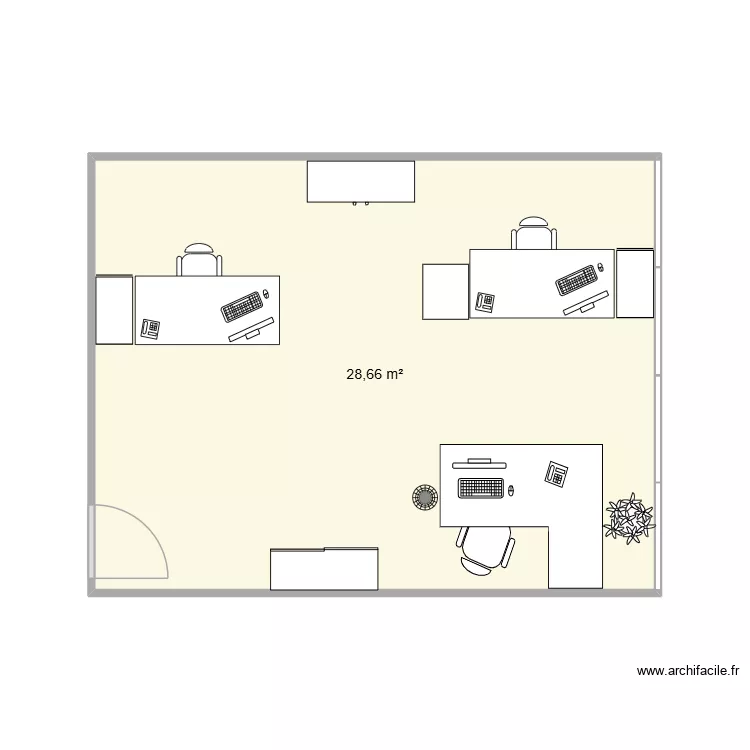 Bureau P&ocirc;le Sant&eacute; RH modif. Plan de 1 Pièce et 29 m²