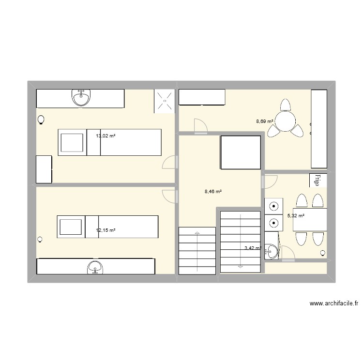 etage so pretty. Plan de 6 pièces et 51 m2